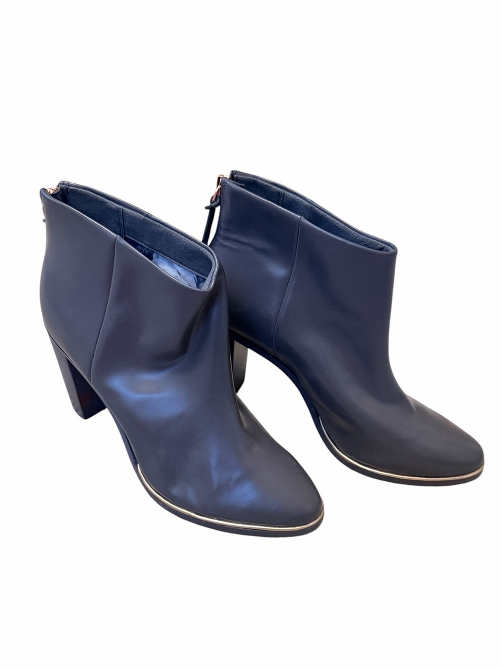 Gray Leather Heel Booties | Sz 8.5 | Ted Baker